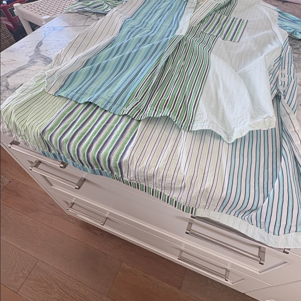 Maeve by Anthropologie Striped Shirt in Light Green, Navy & White - Picture 3 of 9